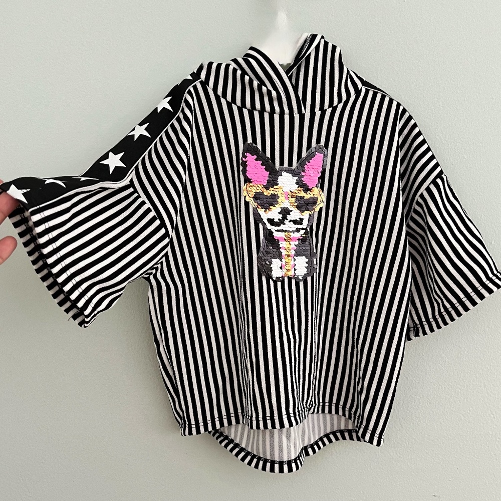 Little Mass Striped Sequin Puppy 3T Pullover NEW